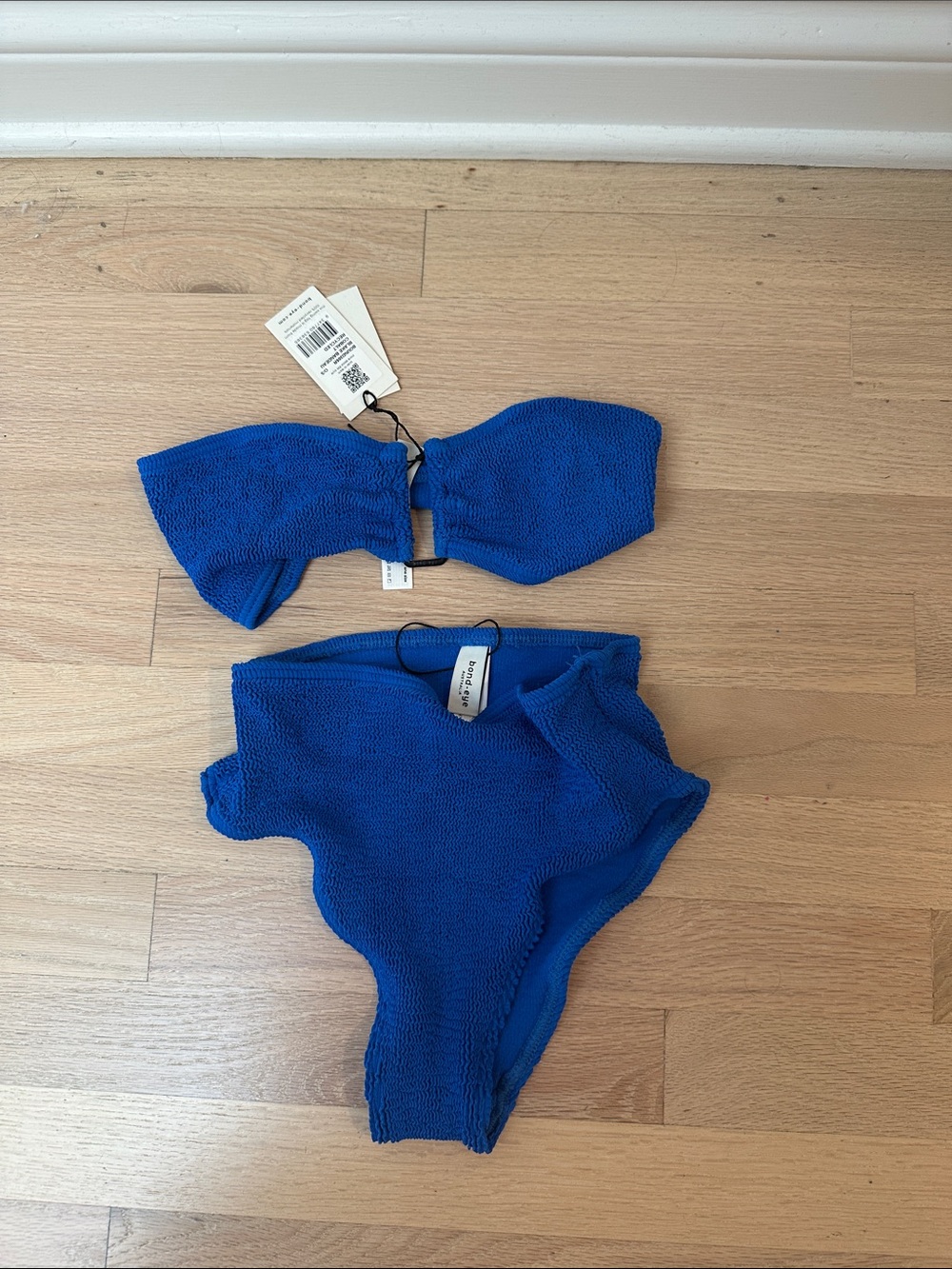 bond-eye Electric Blue Textured Bandeau Two-Piece Swim Set